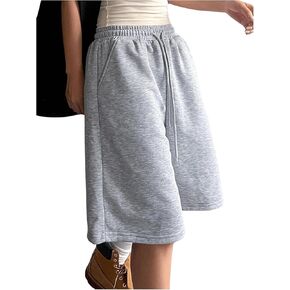 Women's Wide Leg Bermuda Shorts Drawstring Waist Athletic Track Shorts Lounge Trendy