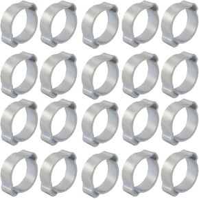 uxcell 20 Pcs Zinc Plated Iron 15mm-18mm 2-Ear Hose Clamp for Fuel Air Water Pipe