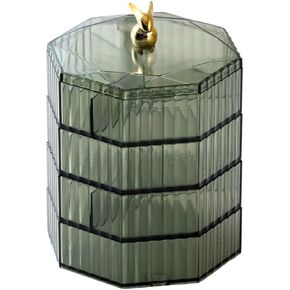 Leadigol 360 Degree Transparent Rotating Jewelry Organizer,Multi-Layer Jewelry Storage Box,Acrylic Jewelry Organizer With Handle,Makeup Table Compartment Multipurpose Jewelry Box