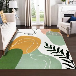 Boho Art Area Rug 8x10 Washable Rug for Living Room Aesthetic Minimalist Mid Century Carpet Soft Non Slip Low Plie Colorful Rugs for Bedroom Dining Room Nursery Modern Home Decor