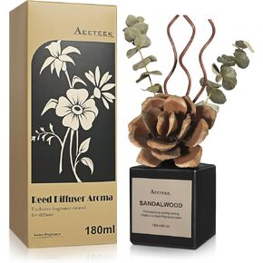 Reed Diffuser Set, Eucalyptus Lavender Scented Oil with Dried Flowers, 6.09 Fl Oz(180ml) Long Lasting Air Freshener with Diffuser Sticks, Home Fragrance for Room Office Bathroom Decor