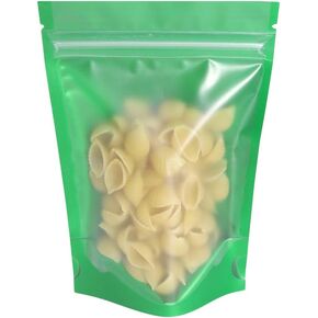 QQ Studio Pack of 100 Translucent Front Matte Green Poly Plastic Resealable Bags (3.3oz (5" x 7"), Green Stand-Up Pouch)