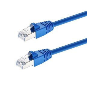 Monoprice Cat6A Ethernet Patch Cable - Snagless RJ45, Fullboot, 26AWG Stranded Pure Bare Copper Wire, 550Mhz, 10G, Double Shielded (S/FTP), 1 Feet, Blue