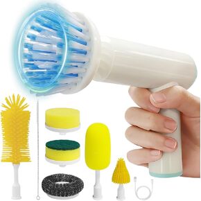 Electric Cleaning Brush, 1300RPM Heavy Duty Handheld Spin Scrubber, Automatic Hand Held Cordless Battery Power Buddy, Shower Cleaner Dish Gun for Kitchen/Bathroom/Grill/Oven/Stove/Scrub Wash