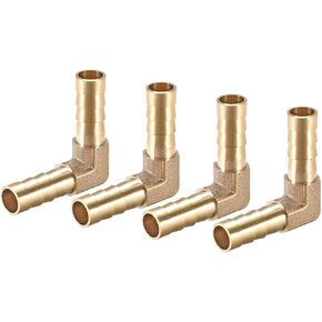 uxcell 10mm Barb Brass Hose Fitting 90 Degree Elbow Pipe Connector Coupler Tubing 4pcs
