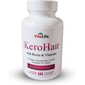 KeroHair Complete Supplement with Vitamins and Biotin I 60 Capsules for Strong and Healthy Hair Growth - Prevents Hair Loss | Approved* Enriched with Extra Biotin and Vitamin B