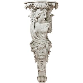 Design Toscano French Baroque Caryatid Facing Left Wall Sculpture, Single, Antique Stone