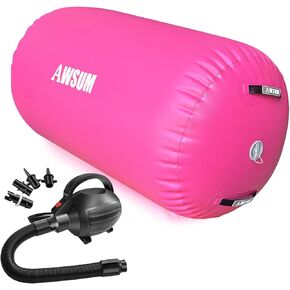 AWSUM 4ft L x 3ft Diam الجمباز الهواء الأسطوانة تراجع حصيرة برميل Backbend المدرب لصالة الألعاب الرياضية معدات نفخ مع مضخة كهربائية in Kuwait