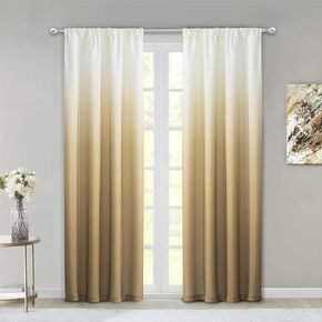 Dainty Home Ombre Darkening Curtains, Curtains for Living Room and Bedroom Gold 40"W x 84"L Set of 2 Machine Washable Light Filtering Curtain