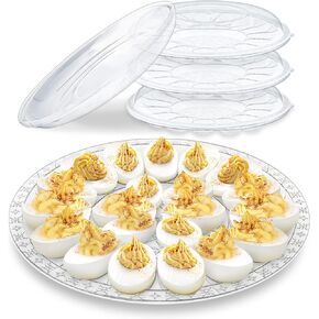 Shop Square Egg Carrier with Lid - 18 Slot Egg Tray with Secure Lid for Party, Easter, Thanksgiving - Reusable Egg Platter
