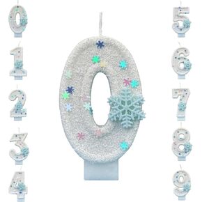 2.95 Inch Birthday Number Candles,Birthday Candles 3D Design Cake Birthday Party Wedding Anniversary Celebration Supplies（Ice and Snow Theme） in Kuwait