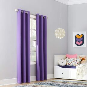 Sun Zero Riley Kids Bedroom Blackout Grommet Curtain Panel, 40" x 95", Purple