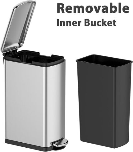 GAOMON Kitchen Trash Can Set, 7.92 Gal & 1.59 Gal Stainless Steel Waste Bins, Soft-Close Lid, Step-on Garbage Bin for Kitchen, Office, Bathroom in Saudi Arabia