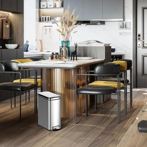 GAOMON Kitchen Trash Can Set, 7.92 Gal & 1.59 Gal Stainless Steel Waste Bins, Soft-Close Lid, Step-on Garbage Bin for Kitchen, Office, Bathroom in Saudi Arabia