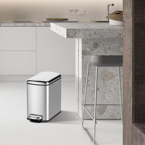 GAOMON Kitchen Trash Can Set, 7.92 Gal & 1.59 Gal Stainless Steel Waste Bins, Soft-Close Lid, Step-on Garbage Bin for Kitchen, Office, Bathroom in Saudi Arabia