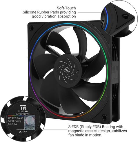 Thermalright TL-S12R CPU Fan,Case Cooler Fan, Silent Computer Reverse Fan Under 23.2dB(A) for Case CPU Liquid Cooler and CPU Air Cooler, Quiet CPU Reverse Fan,Black in Saudi Arabia