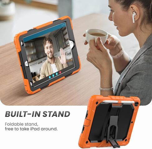 حافظة HXCASEAC مقاومة للصدمات لجهاز iPad الجيل السادس/الخامس، حافظة iPad Air 2 / Pro 9.7 بوصة مع واقي شاشة/حامل مدمج، [3 طبقات] حافظة iPad 9.7 بوصة 2018/2017/2016/2014 غطاء واقٍ، أسود in Kuwait