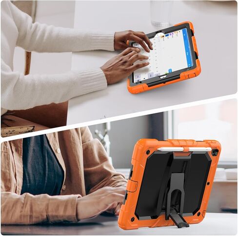 حافظة HXCASEAC مقاومة للصدمات لجهاز iPad الجيل السادس/الخامس، حافظة iPad Air 2 / Pro 9.7 بوصة مع واقي شاشة/حامل مدمج، [3 طبقات] حافظة iPad 9.7 بوصة 2018/2017/2016/2014 غطاء واقٍ، أسود in Kuwait