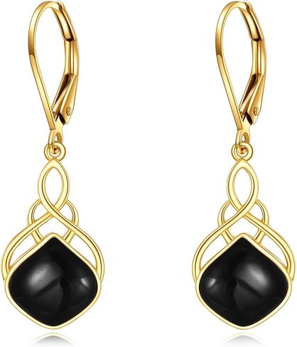 Gold Teardrop Earrings 14k Gold and Black Onyx Teardrop Drop Earrings Fine Gold Nordic Filigree Jewelry Christmas Gifts for Women Girls in Saudi Arabia