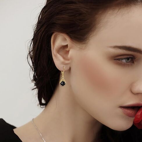 Gold Teardrop Earrings 14k Gold and Black Onyx Teardrop Drop Earrings Fine Gold Nordic Filigree Jewelry Christmas Gifts for Women Girls in Saudi Arabia
