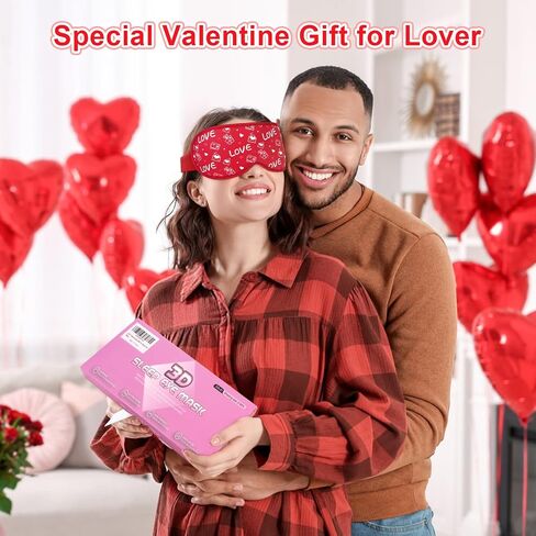 NPET Valentines Women Sleep Eye Mask, Valentines Love Red Heart Gifts Eye Mask for Women 3D Sleep Mask Countoured Cup Luxury Valentiens Holiday Gifts Idea Home Office Outdoor, Travel, Nap, Red in Kuwait