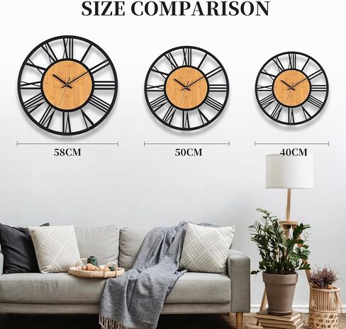 24 Inch Large Wall Clock Metal Modern Farmhouse Clock Slient Non-Ticking Round Clock for Kitchen Living Room in Saudi Arabia