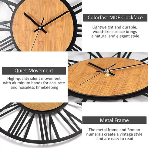 24 Inch Large Wall Clock Metal Modern Farmhouse Clock Slient Non-Ticking Round Clock for Kitchen Living Room in Saudi Arabia