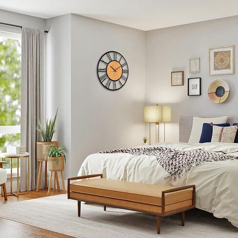 24 Inch Large Wall Clock Metal Modern Farmhouse Clock Slient Non-Ticking Round Clock for Kitchen Living Room in Saudi Arabia