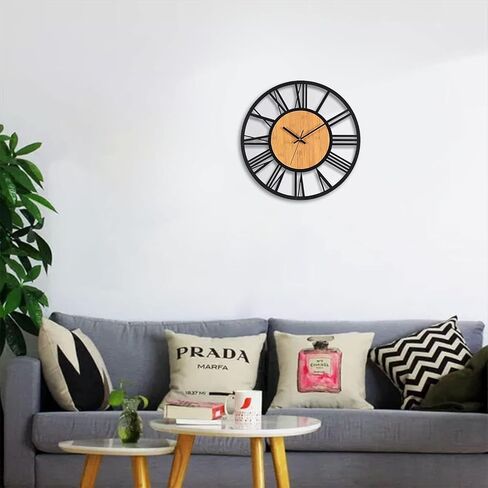 24 Inch Large Wall Clock Metal Modern Farmhouse Clock Slient Non-Ticking Round Clock for Kitchen Living Room in Saudi Arabia