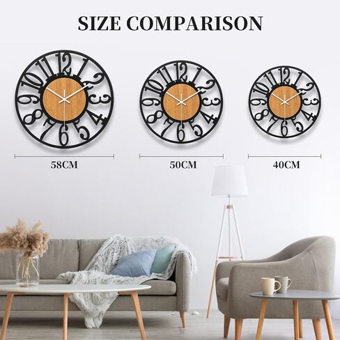 24 Inch Large Wall Clock Metal Modern Farmhouse Clock Slient Non-Ticking Round Clock for Kitchen Living Room in Saudi Arabia