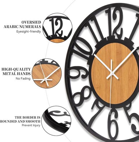 24 Inch Large Wall Clock Metal Modern Farmhouse Clock Slient Non-Ticking Round Clock for Kitchen Living Room in Saudi Arabia