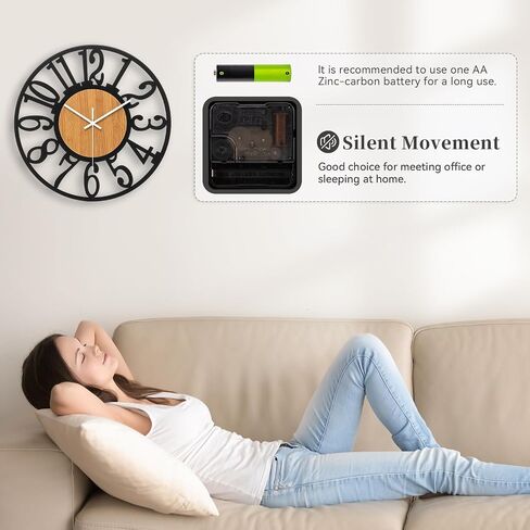 24 Inch Large Wall Clock Metal Modern Farmhouse Clock Slient Non-Ticking Round Clock for Kitchen Living Room in Saudi Arabia
