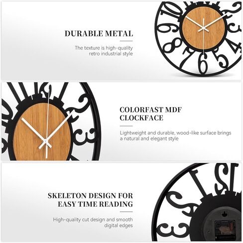 24 Inch Large Wall Clock Metal Modern Farmhouse Clock Slient Non-Ticking Round Clock for Kitchen Living Room in Saudi Arabia