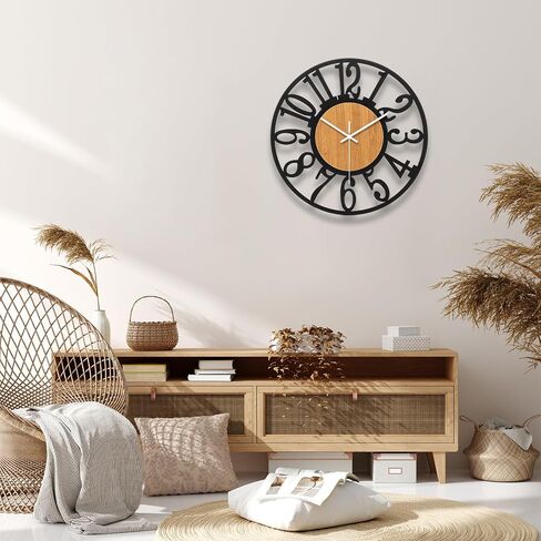 24 Inch Large Wall Clock Metal Modern Farmhouse Clock Slient Non-Ticking Round Clock for Kitchen Living Room in Saudi Arabia