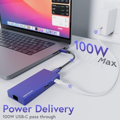 AFFHAUSEN USB-C Hub (3 in 1) HM02, with 4K UHD HDMI Port, USB-A 5 Gbps Data Port, and USB-C with 100W Power Delivery Port for iPad, MacBook Pro, iPhone 15 Pro, XPS, and More in Kuwait