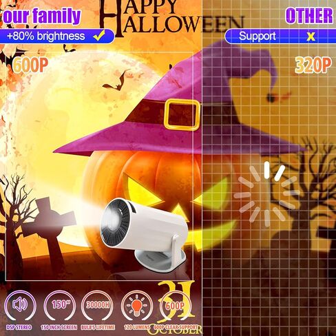 جهاز عرض محمول HY300 4K مع واي فاي وبلوتوث أندرويد 11 لدعم 1080 بكسل، جهاز عرض ذكي صغير بروجكتور 4K تصحيح الانحراف التلقائي للهاتف/عصا التلفزيون/الكمبيوتر المحمول in Kuwait