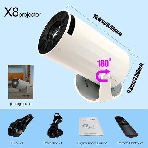 جهاز عرض محمول HY300 4K مع واي فاي وبلوتوث أندرويد 11 لدعم 1080 بكسل، جهاز عرض ذكي صغير بروجكتور 4K تصحيح الانحراف التلقائي للهاتف/عصا التلفزيون/الكمبيوتر المحمول in Kuwait