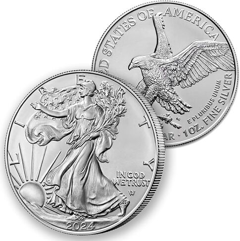 Mobiegar 2024-عملات النسور الفضية الأمريكية بالدولار الأمريكي غير المتداولة عملة تذكارية مطلية بالفضة مع صندوق in Kuwait