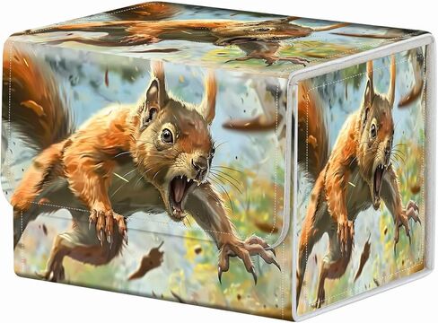 Strong Magnet Case Mtg Magic Deck Box Tcg Up to 200 Cards Creative Pattern Trading Card Storage Box for Collectible Card Games, A Squirrel With Sharp Claws in Kuwait