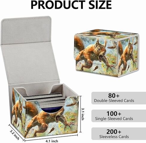 Strong Magnet Case Mtg Magic Deck Box Tcg Up to 200 Cards Creative Pattern Trading Card Storage Box for Collectible Card Games, A Squirrel With Sharp Claws in Kuwait