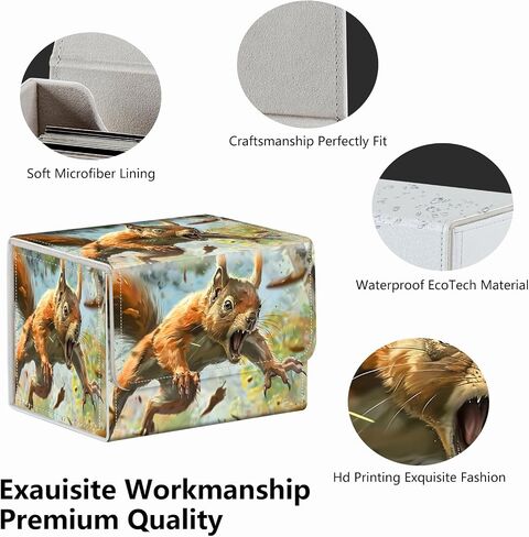 Strong Magnet Case Mtg Magic Deck Box Tcg Up to 200 Cards Creative Pattern Trading Card Storage Box for Collectible Card Games, A Squirrel With Sharp Claws in Kuwait