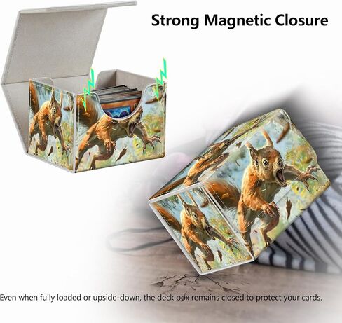 Strong Magnet Case Mtg Magic Deck Box Tcg Up to 200 Cards Creative Pattern Trading Card Storage Box for Collectible Card Games, A Squirrel With Sharp Claws in Kuwait
