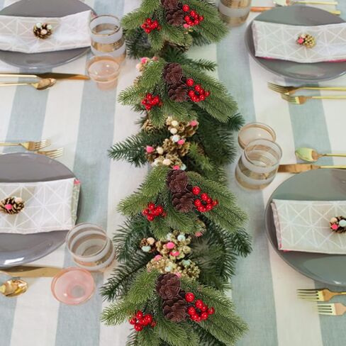 4pcs Artificial Christmas Picks Pine Branches Picks Spray with Red Berry Stem Pine Cones for Crafts Christmas Floral Arrangement Christmas Tree Ornaments Winter Holiday Season Decor in Saudi Arabia
