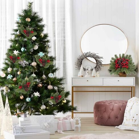 4pcs Artificial Christmas Picks Pine Branches Picks Spray with Red Berry Stem Pine Cones for Crafts Christmas Floral Arrangement Christmas Tree Ornaments Winter Holiday Season Decor in Saudi Arabia