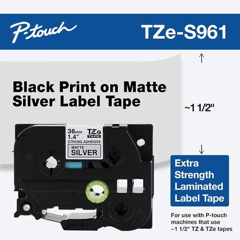 طباعة سوداء Brother P-Touch TZe-M261 على شريط لاصق أبيض غير لامع 1. 4 بوصة (36 مم) عرض × 26. 2 بوصة (8 م) طول in Kuwait