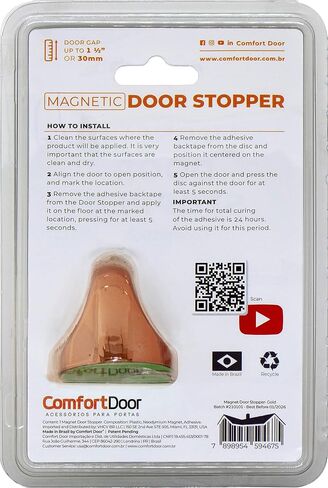 COMFORT DOOR Magnetic Door Stopper for Bottom of Door | Door Catch | No Drilling | Door Holder Floor Mount | Wall Protector | Small | Strong Adhesive | for Home, Bedroom, Office, Kitchen | Gold in Saudi Arabia
