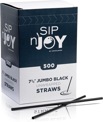 [1000-Pack] Plastic Straws - 7.75 Inches Long, Drinking Straws, Standard Size, Bulk Pack, Black (2 Boxes of 500 Straws) in Saudi Arabia