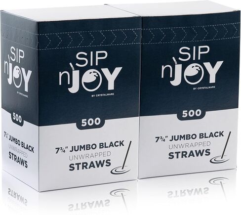 [1000-Pack] Plastic Straws - 7.75 Inches Long, Drinking Straws, Standard Size, Bulk Pack, Black (2 Boxes of 500 Straws) in Saudi Arabia