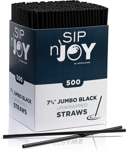 [1000-Pack] Plastic Straws - 7.75 Inches Long, Drinking Straws, Standard Size, Bulk Pack, Black (2 Boxes of 500 Straws) in Saudi Arabia