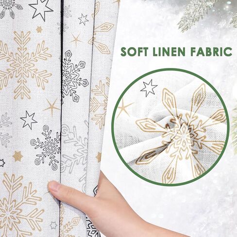 Christmas Curtains, Christmas Snow Blue Sheer Curtains, Winter Rod Pocket Drapes for Living Room, Kitchen, Bedroom, Window Treatments Semi Crinkle Curtain Panels,42"x 63",2 Panels in Saudi Arabia